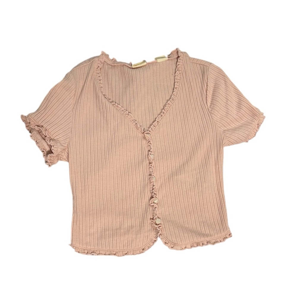 Levi’s- Pink Ribbed Button Up - Picture 2 of 8